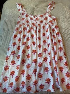 J. Crew White Mini Dress with Orange & Pink Floral Motif